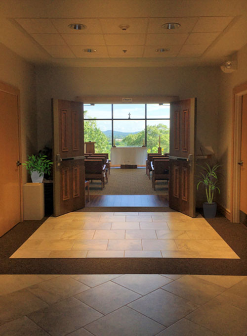 view looking into the monastery chapel